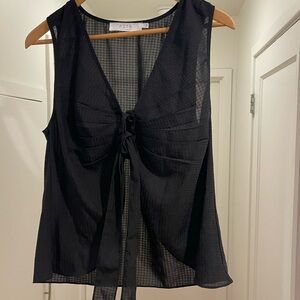 ASTR Black Sheer Checkered Blouse